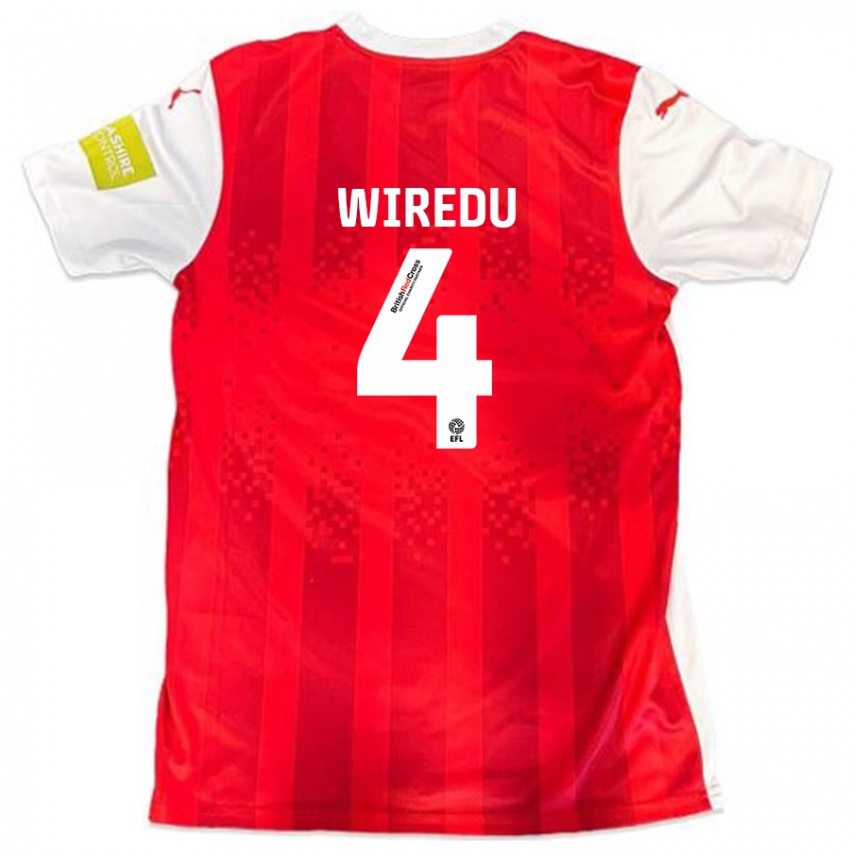 Gyermek Brendan Wiredu #4 Piros Fehér Hazai Jersey 2024/25 Mez Póló Ing