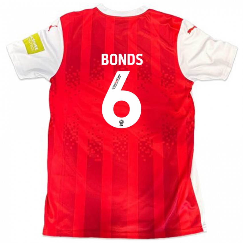 Gyermek Elliot Bonds #6 Piros Fehér Hazai Jersey 2024/25 Mez Póló Ing