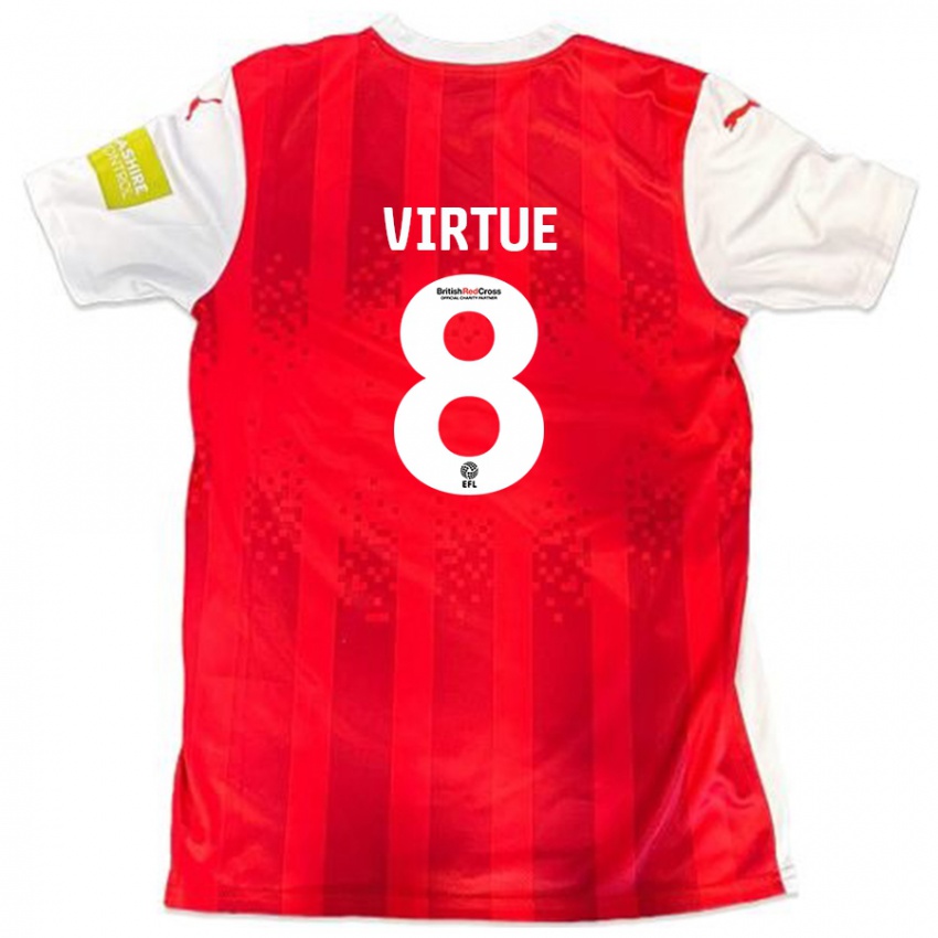 Gyermek Matty Virtue #8 Piros Fehér Hazai Jersey 2024/25 Mez Póló Ing