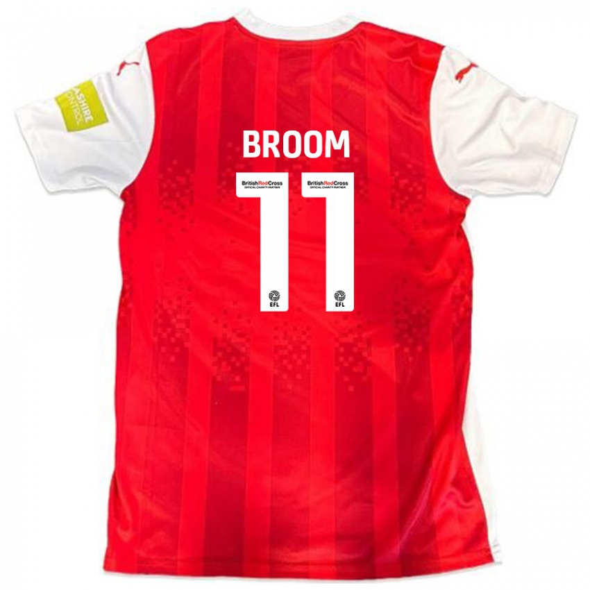 Gyermek Ryan Broom #11 Piros Fehér Hazai Jersey 2024/25 Mez Póló Ing