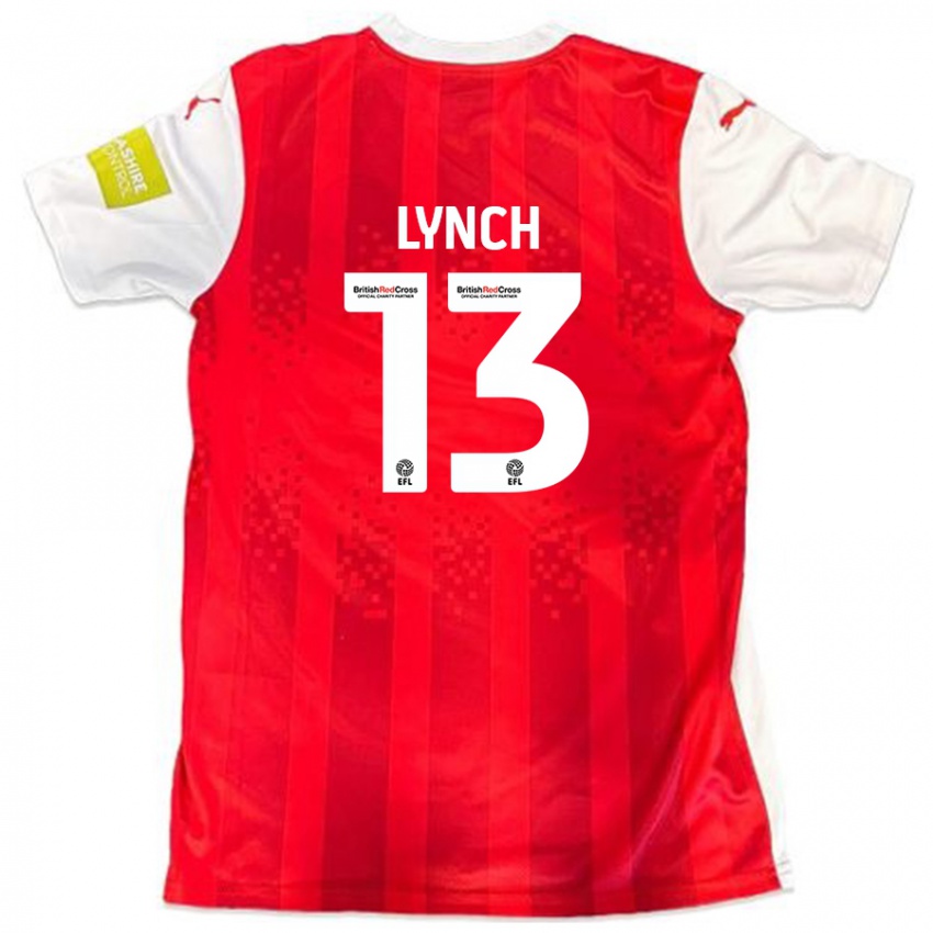 Gyermek Jay Lynch #13 Piros Fehér Hazai Jersey 2024/25 Mez Póló Ing