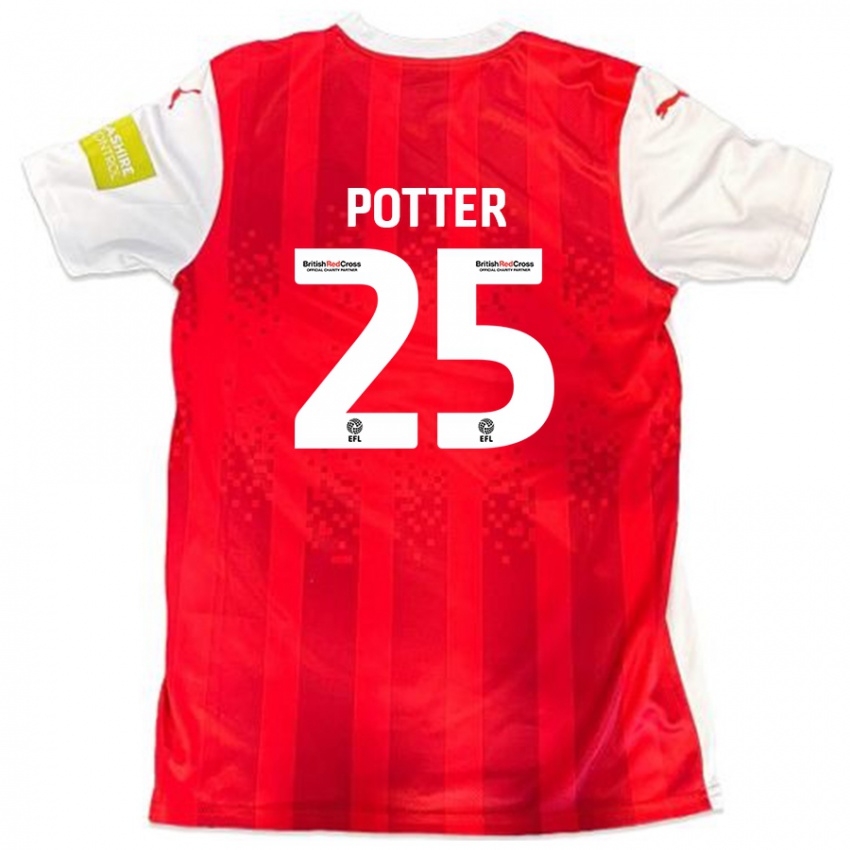 Gyermek Finley Potter #25 Piros Fehér Hazai Jersey 2024/25 Mez Póló Ing