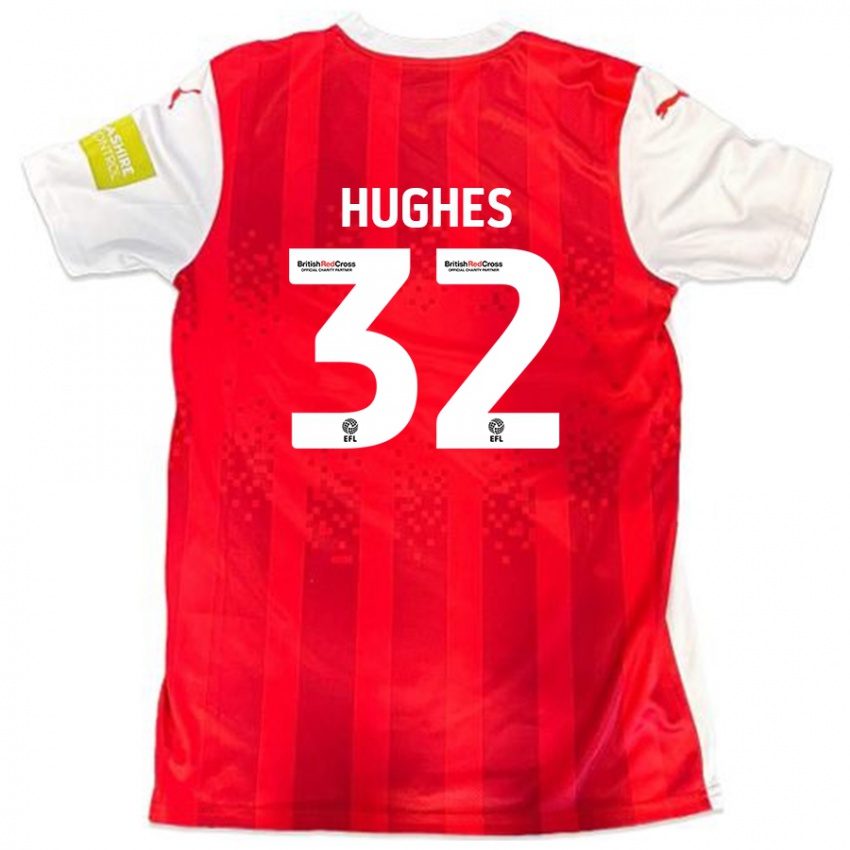 Gyermek Kayden Hughes #32 Piros Fehér Hazai Jersey 2024/25 Mez Póló Ing