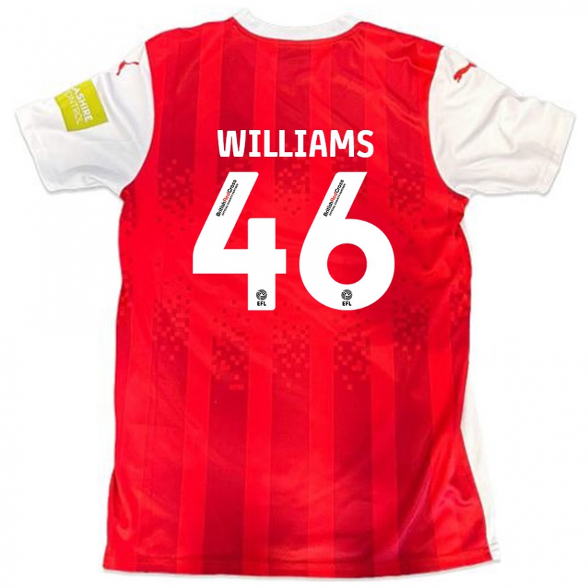 Gyermek Theo Williams #46 Piros Fehér Hazai Jersey 2024/25 Mez Póló Ing