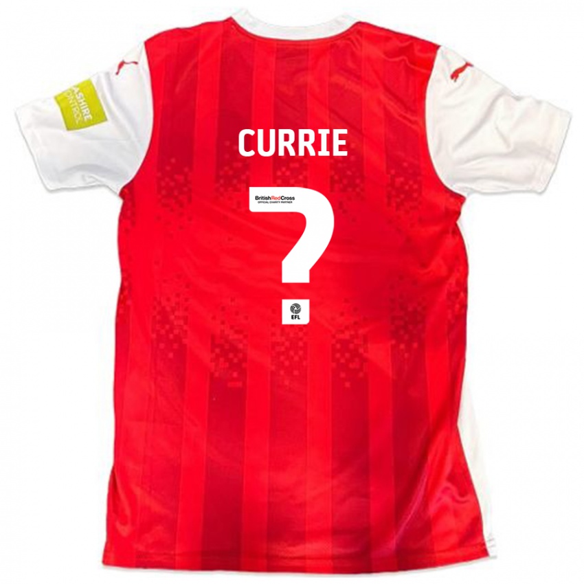 Gyermek Harvey Currie #0 Piros Fehér Hazai Jersey 2024/25 Mez Póló Ing