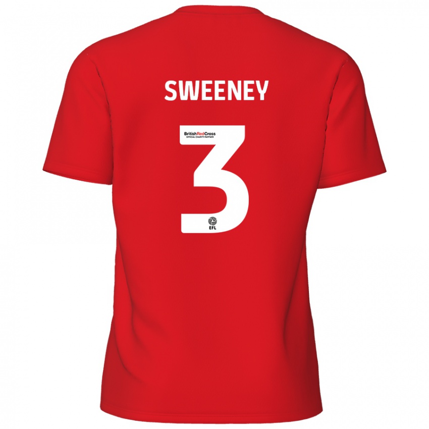 Gyermek Jayden Sweeney #3 Piros Hazai Jersey 2024/25 Mez Póló Ing