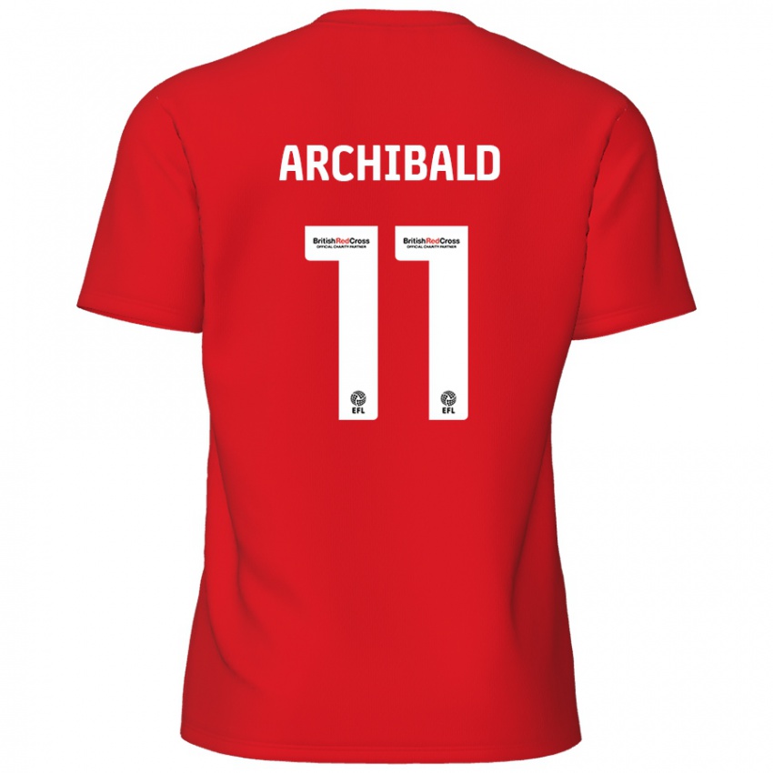 Gyermek Theo Archibald #11 Piros Hazai Jersey 2024/25 Mez Póló Ing