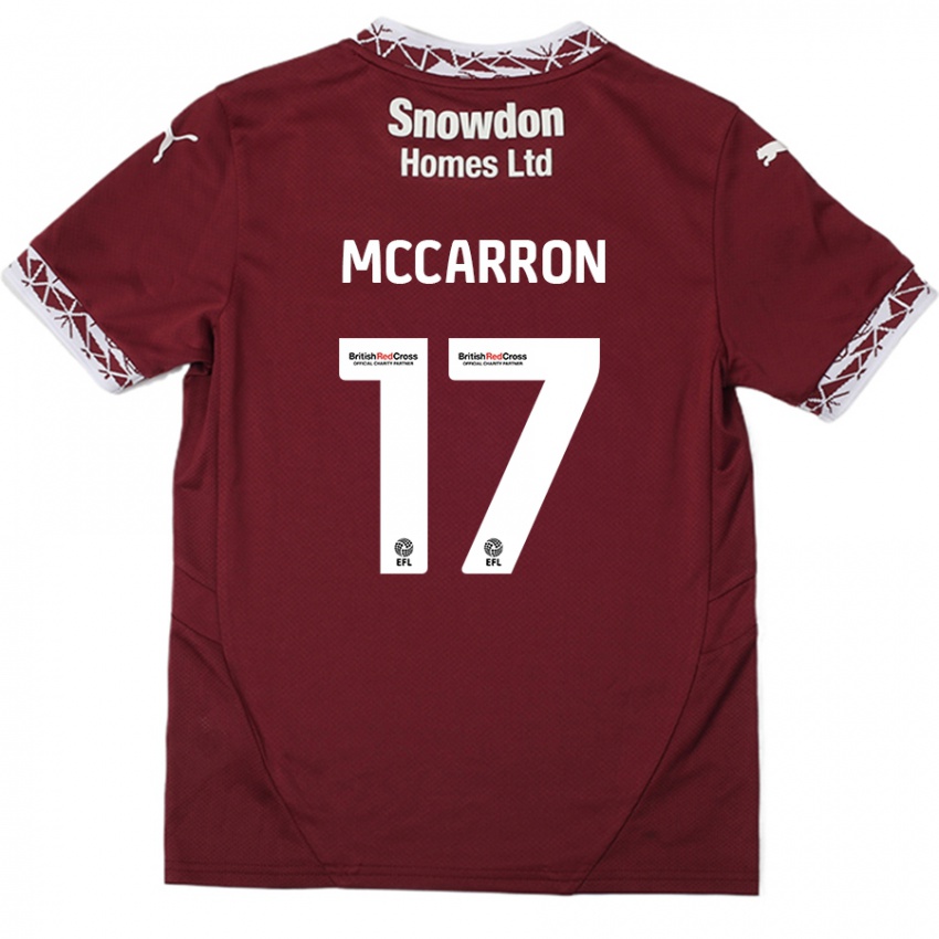 Gyermek Liam Mccarron #17 Burgundia Hazai Jersey 2024/25 Mez Póló Ing