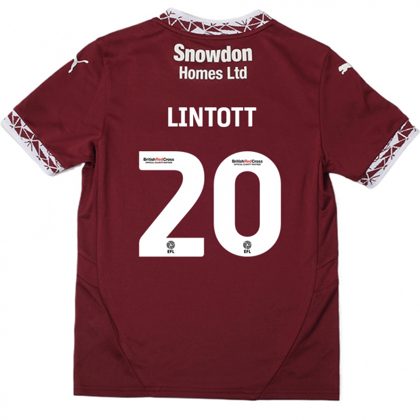 Gyermek Harvey Lintott #20 Burgundia Hazai Jersey 2024/25 Mez Póló Ing