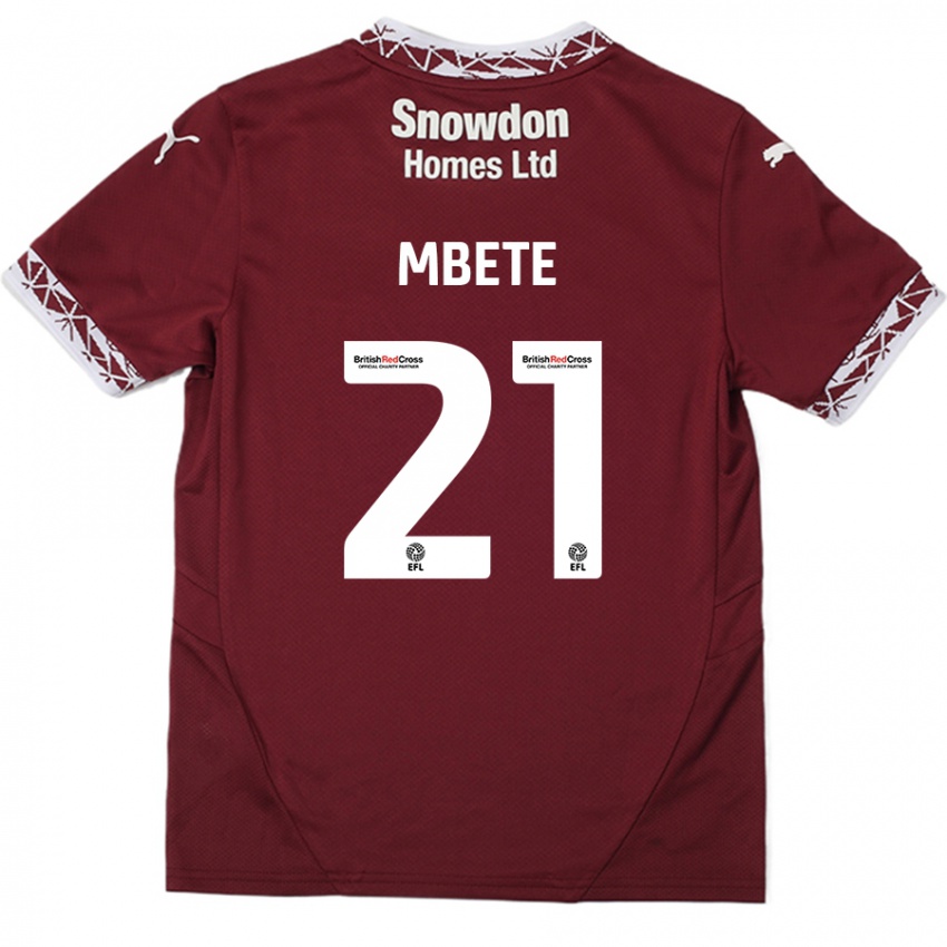 Gyermek Luke Mbete #21 Burgundia Hazai Jersey 2024/25 Mez Póló Ing