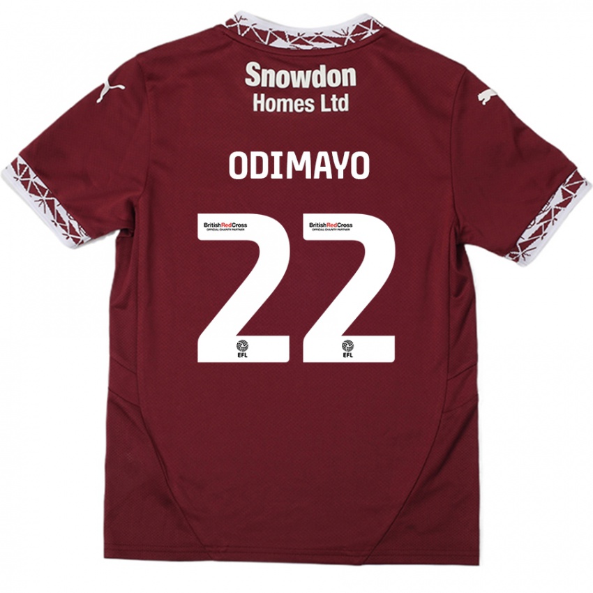 Gyermek Akin Odimayo #22 Burgundia Hazai Jersey 2024/25 Mez Póló Ing