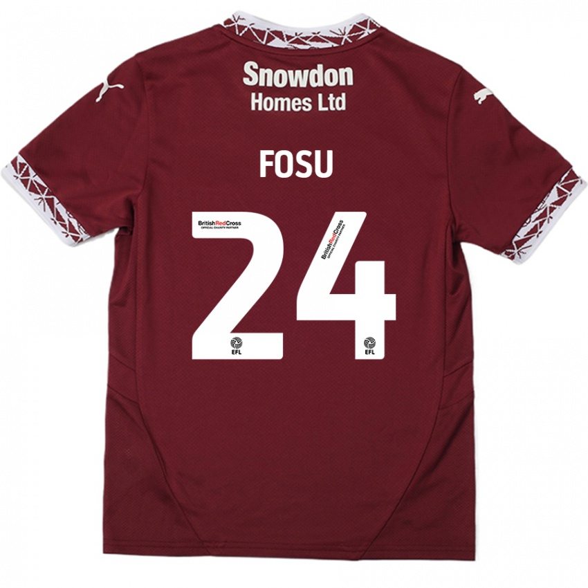 Gyermek Tariqe Fosu #24 Burgundia Hazai Jersey 2024/25 Mez Póló Ing