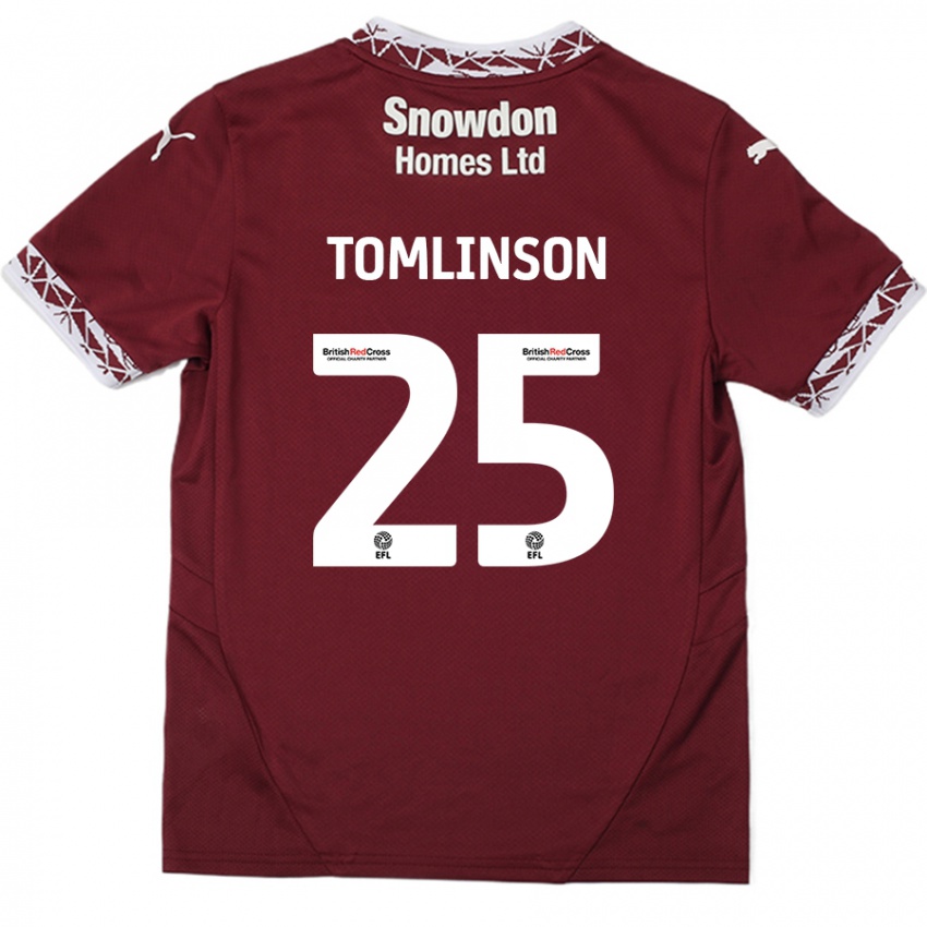 Gyermek Josh Tomlinson #25 Burgundia Hazai Jersey 2024/25 Mez Póló Ing