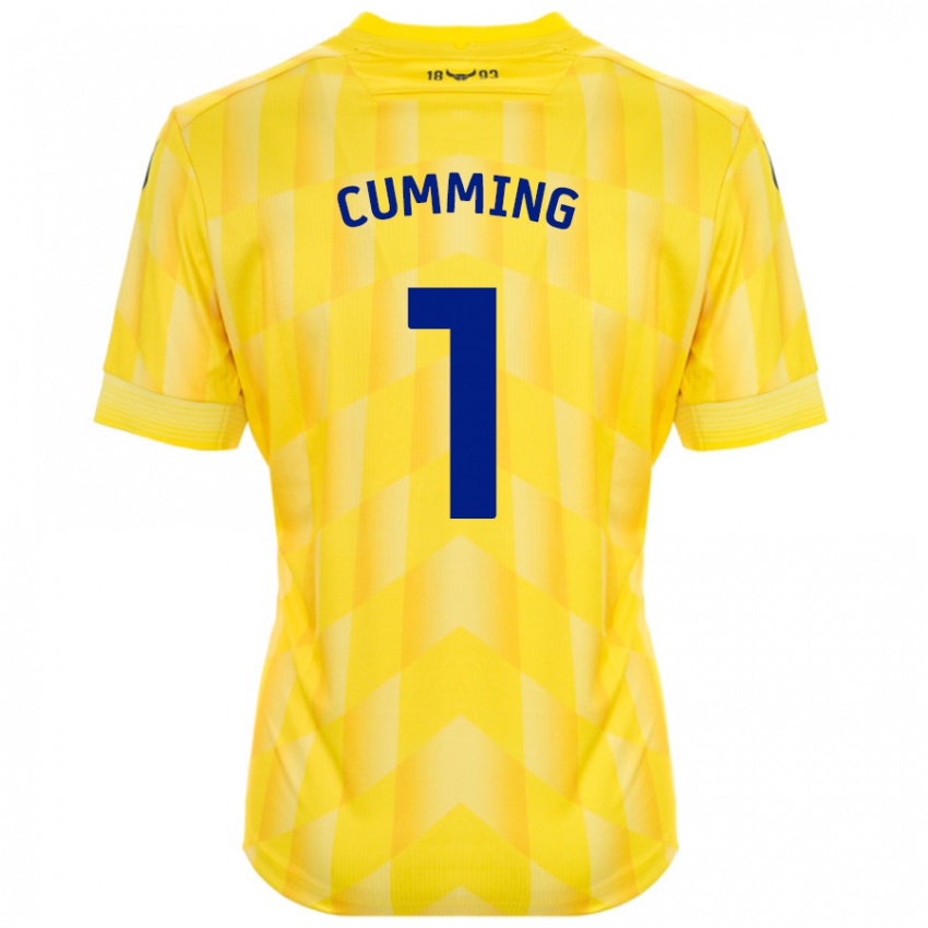 Gyermek Jamie Cumming #1 Sárga Hazai Jersey 2024/25 Mez Póló Ing