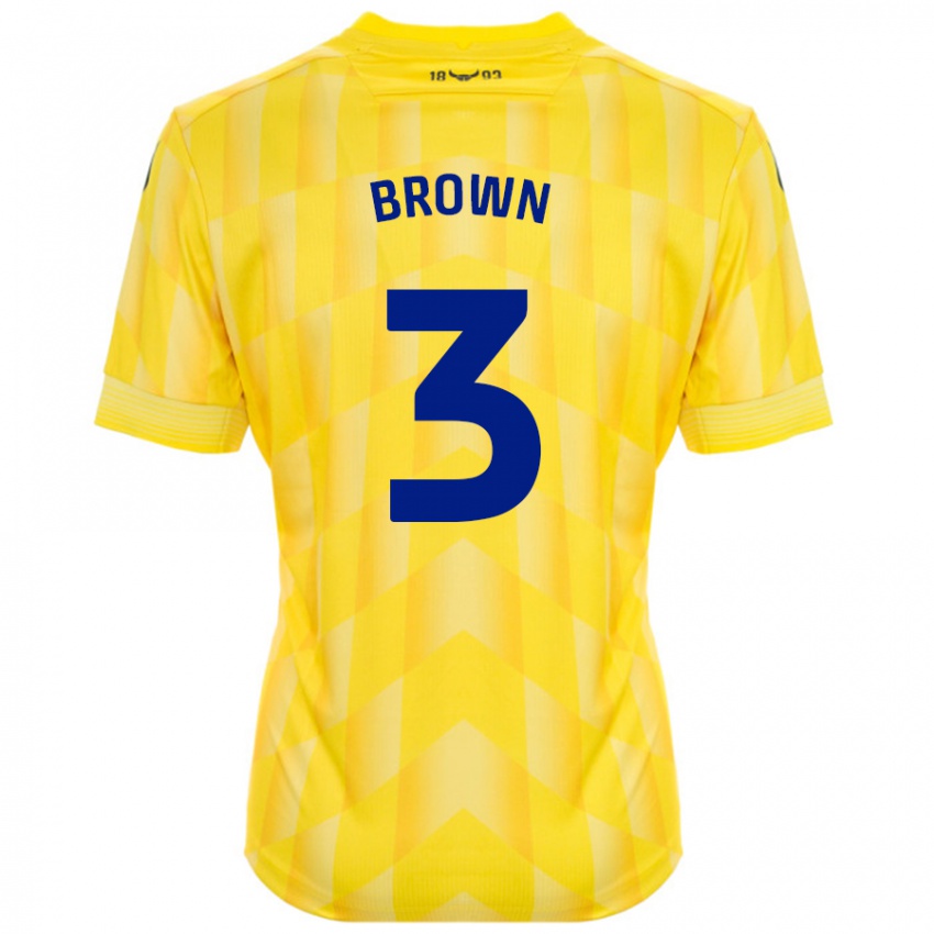 Gyermek Ciaron Brown #3 Sárga Hazai Jersey 2024/25 Mez Póló Ing