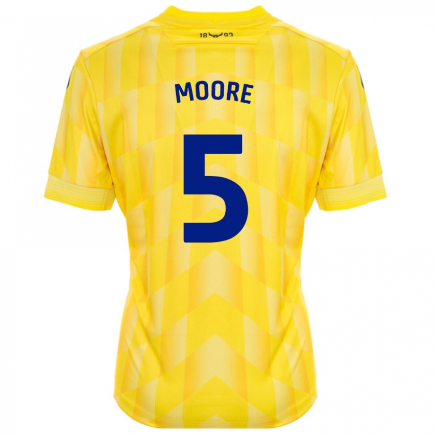 Gyermek Elliott Moore #5 Sárga Hazai Jersey 2024/25 Mez Póló Ing