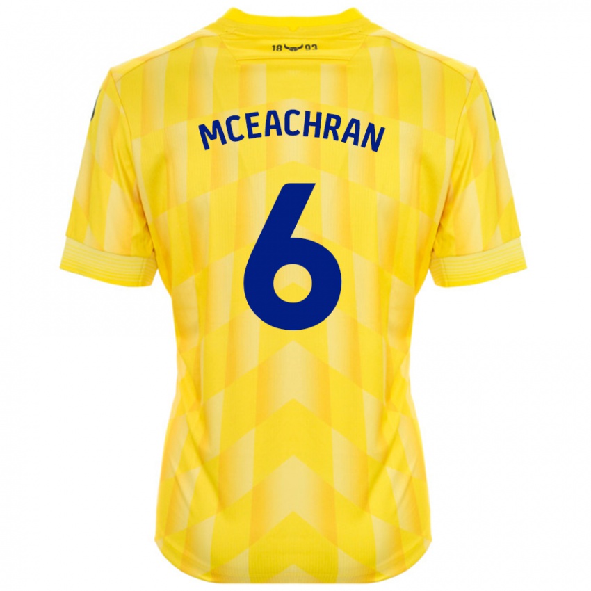 Gyermek Josh Mceachran #6 Sárga Hazai Jersey 2024/25 Mez Póló Ing