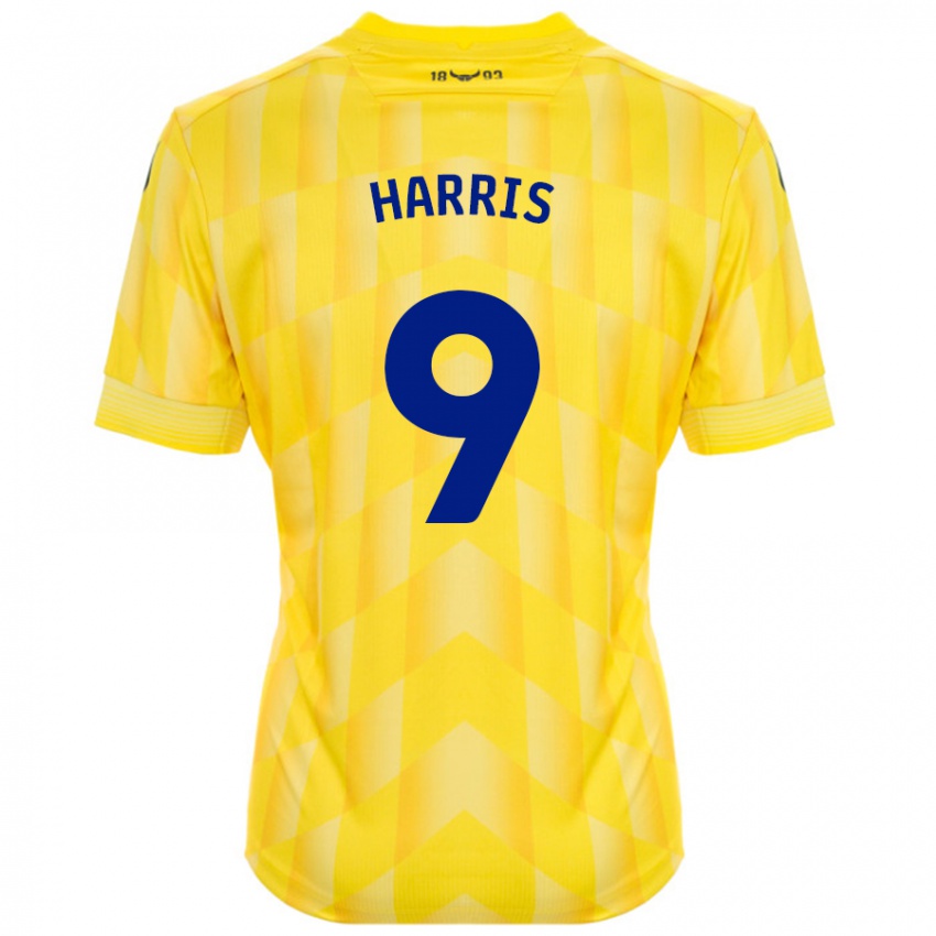 Gyermek Mark Harris #9 Sárga Hazai Jersey 2024/25 Mez Póló Ing