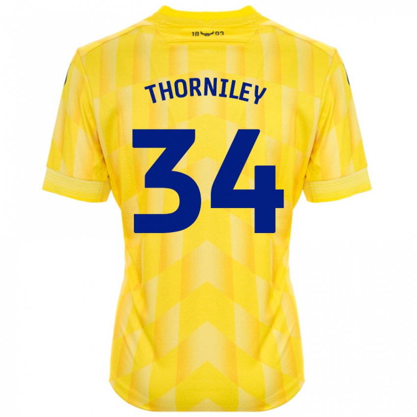 Gyermek Jordan Thorniley #34 Sárga Hazai Jersey 2024/25 Mez Póló Ing