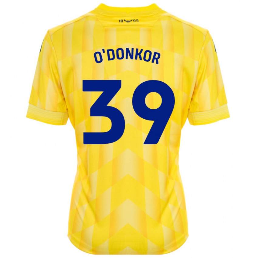 Gyermek Gatlin O'donkor #39 Sárga Hazai Jersey 2024/25 Mez Póló Ing