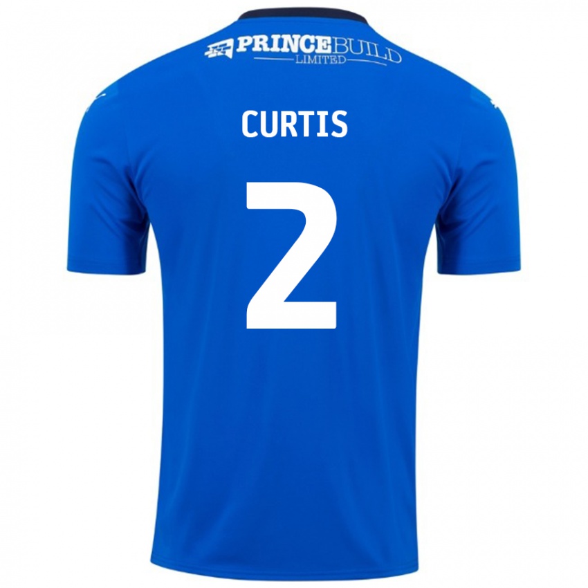 Gyermek Sam Curtis #2 Kék Fehér Hazai Jersey 2024/25 Mez Póló Ing