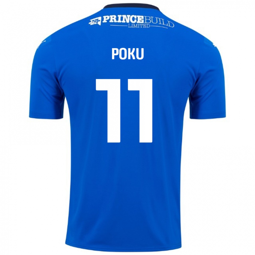 Gyermek Kwame Poku #11 Kék Fehér Hazai Jersey 2024/25 Mez Póló Ing