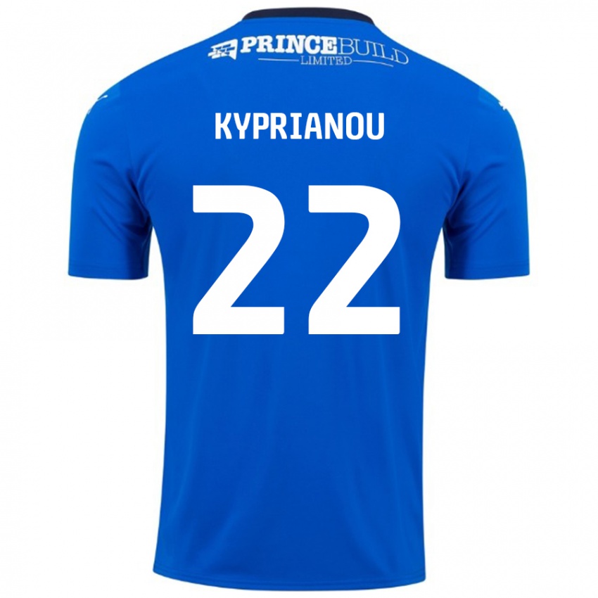 Gyermek Hector Kyprianou #22 Kék Fehér Hazai Jersey 2024/25 Mez Póló Ing