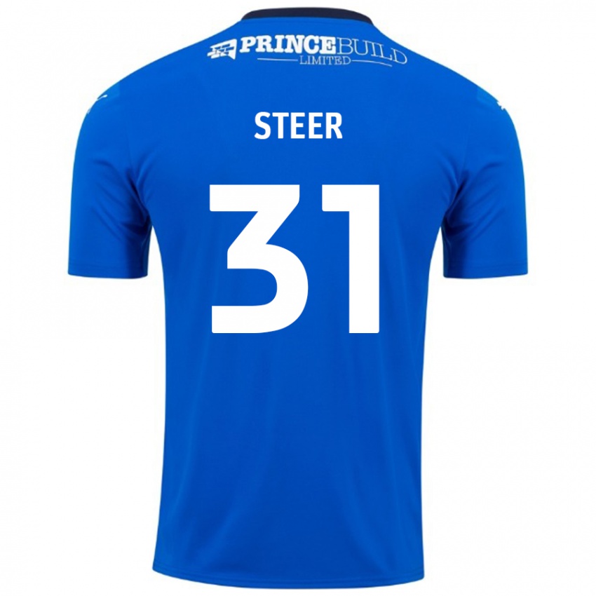 Gyermek Jed Steer #31 Kék Fehér Hazai Jersey 2024/25 Mez Póló Ing