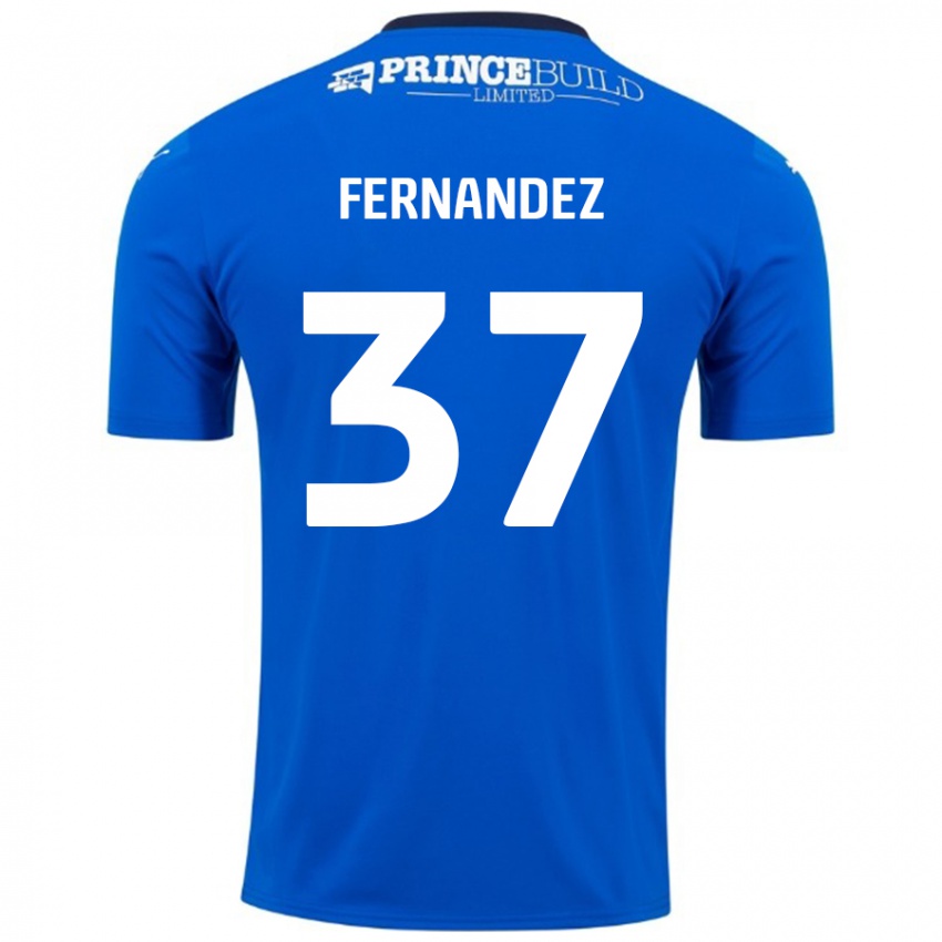 Gyermek Emmanuel Fernandez #37 Kék Fehér Hazai Jersey 2024/25 Mez Póló Ing