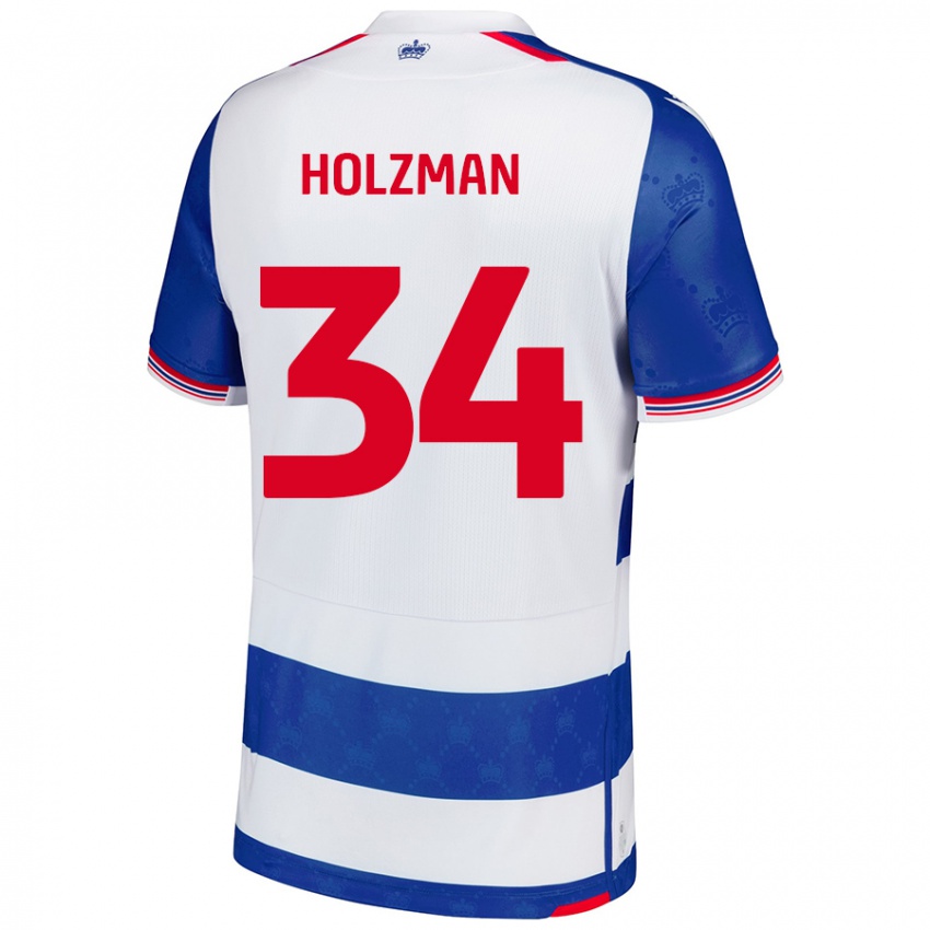 Gyermek Louie Holzman #34 Kék Fehér Hazai Jersey 2024/25 Mez Póló Ing