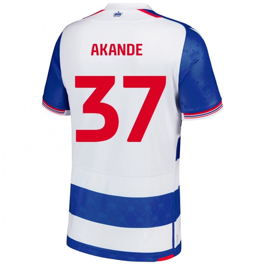 Gyermek Adrian Akande #37 Kék Fehér Hazai Jersey 2024/25 Mez Póló Ing