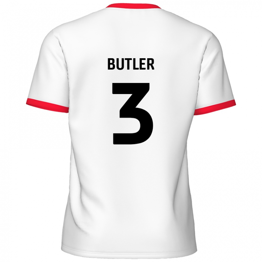 Gyermek Dan Butler #3 Fehér Piros Hazai Jersey 2024/25 Mez Póló Ing