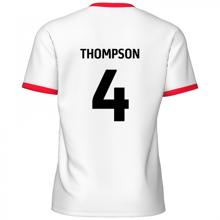 Gyermek Nathan Thompson #4 Fehér Piros Hazai Jersey 2024/25 Mez Póló Ing