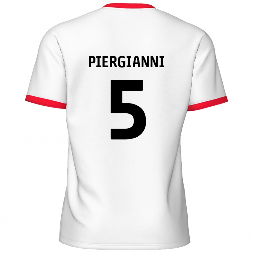 Gyermek Carl Piergianni #5 Fehér Piros Hazai Jersey 2024/25 Mez Póló Ing