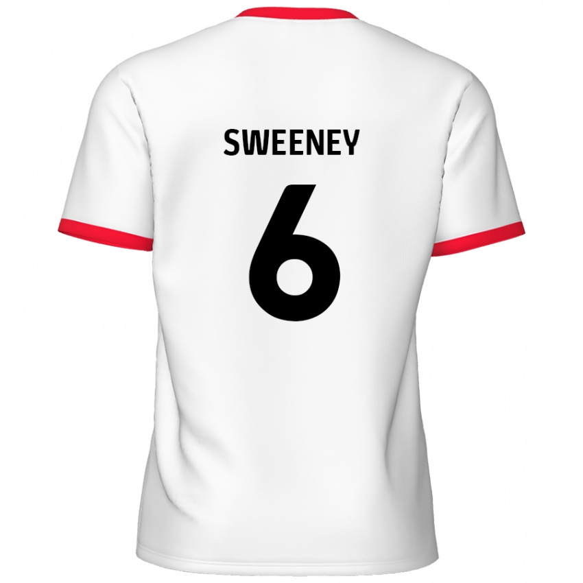 Gyermek Dan Sweeney #6 Fehér Piros Hazai Jersey 2024/25 Mez Póló Ing