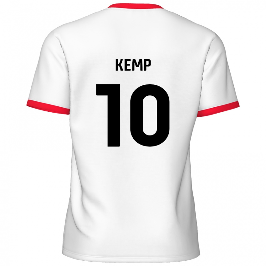 Gyermek Dan Kemp #10 Fehér Piros Hazai Jersey 2024/25 Mez Póló Ing