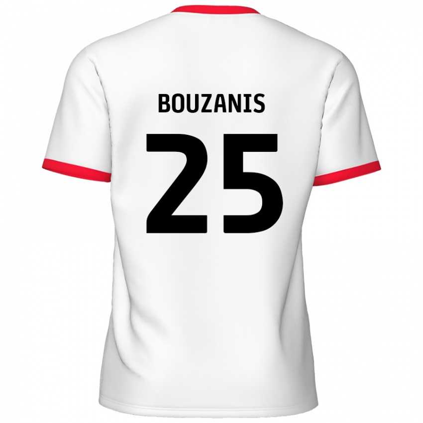 Gyermek Dean Bouzanis #25 Fehér Piros Hazai Jersey 2024/25 Mez Póló Ing