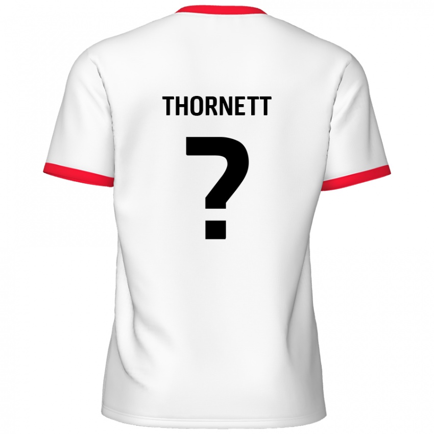 Gyermek Alfie Thornett #0 Fehér Piros Hazai Jersey 2024/25 Mez Póló Ing