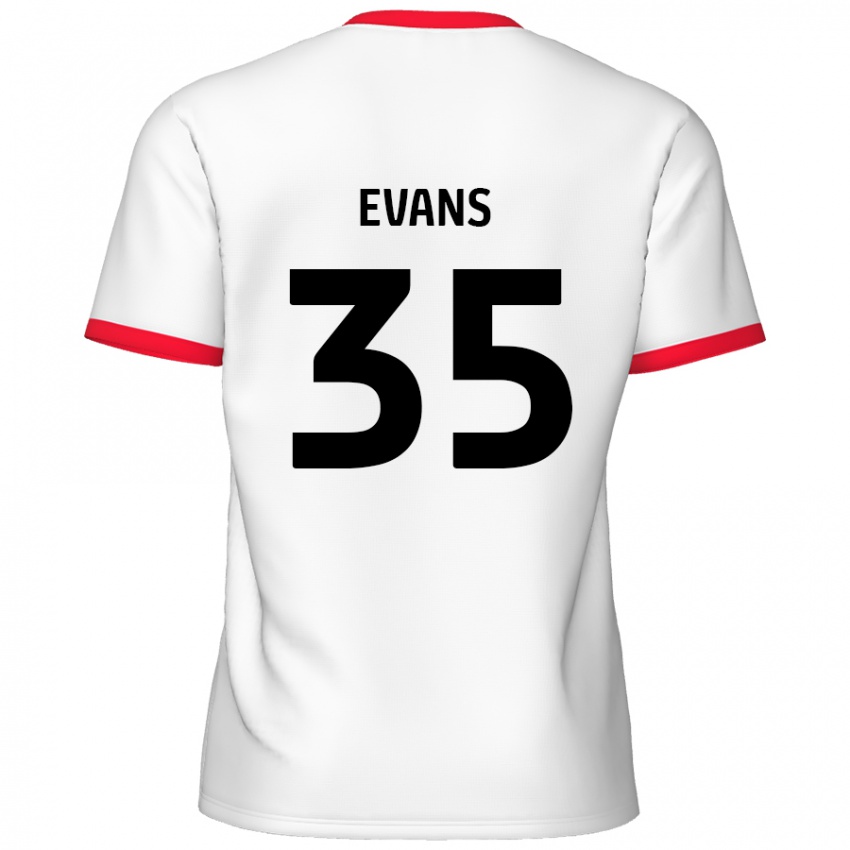 Gyermek Makise Evans #35 Fehér Piros Hazai Jersey 2024/25 Mez Póló Ing