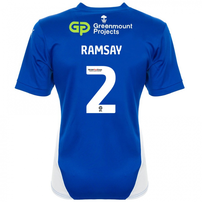 Gyermek Calvin Ramsay #2 Kék Fehér Hazai Jersey 2024/25 Mez Póló Ing