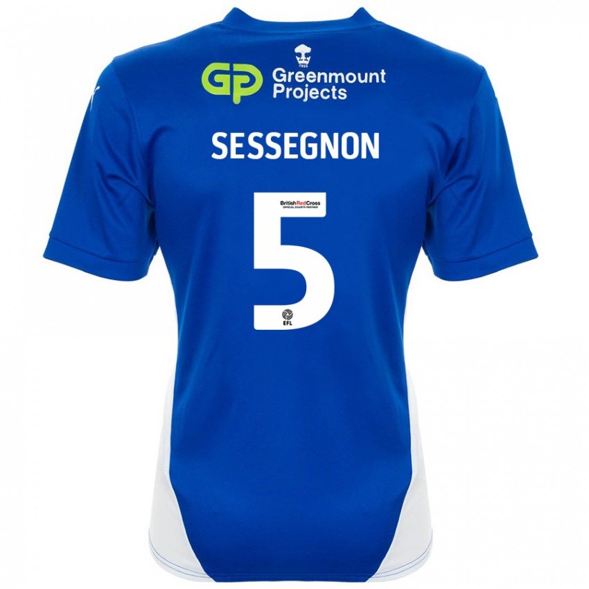 Gyermek Steven Sessegnon #5 Kék Fehér Hazai Jersey 2024/25 Mez Póló Ing