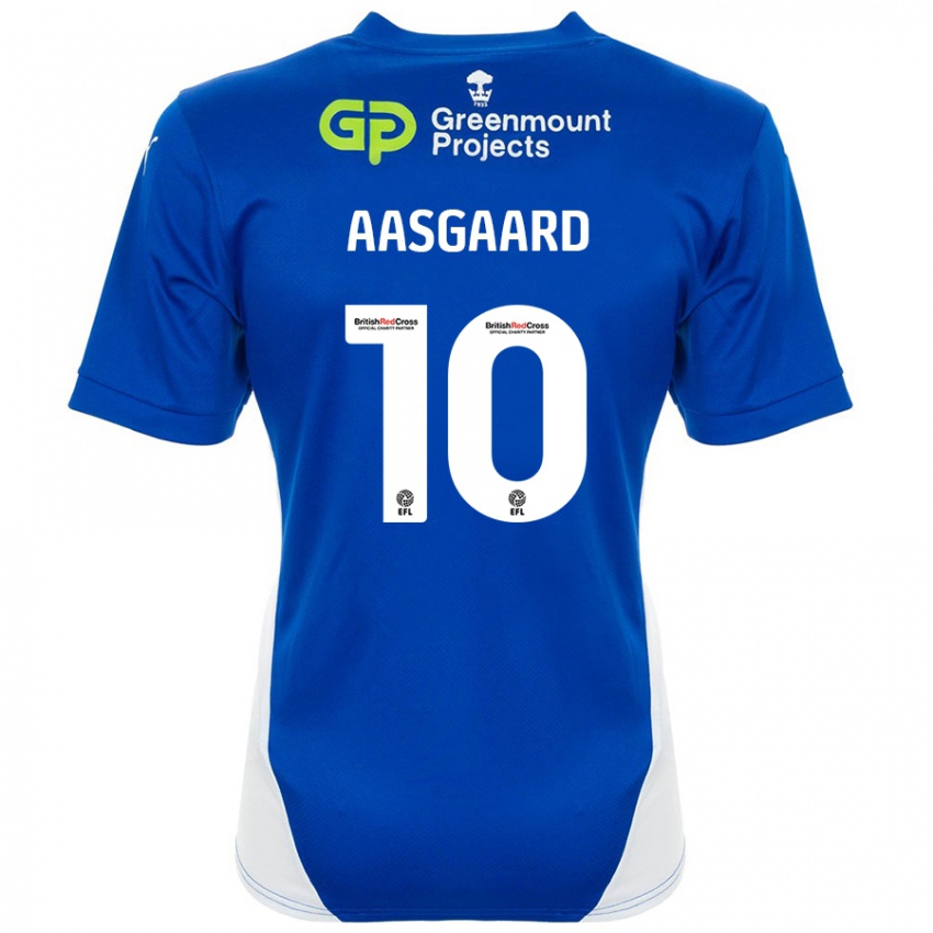 Gyermek Thelo Aasgaard #10 Kék Fehér Hazai Jersey 2024/25 Mez Póló Ing