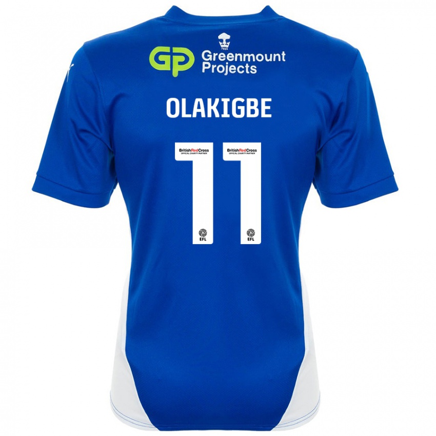 Gyermek Michael Olakigbe #11 Kék Fehér Hazai Jersey 2024/25 Mez Póló Ing