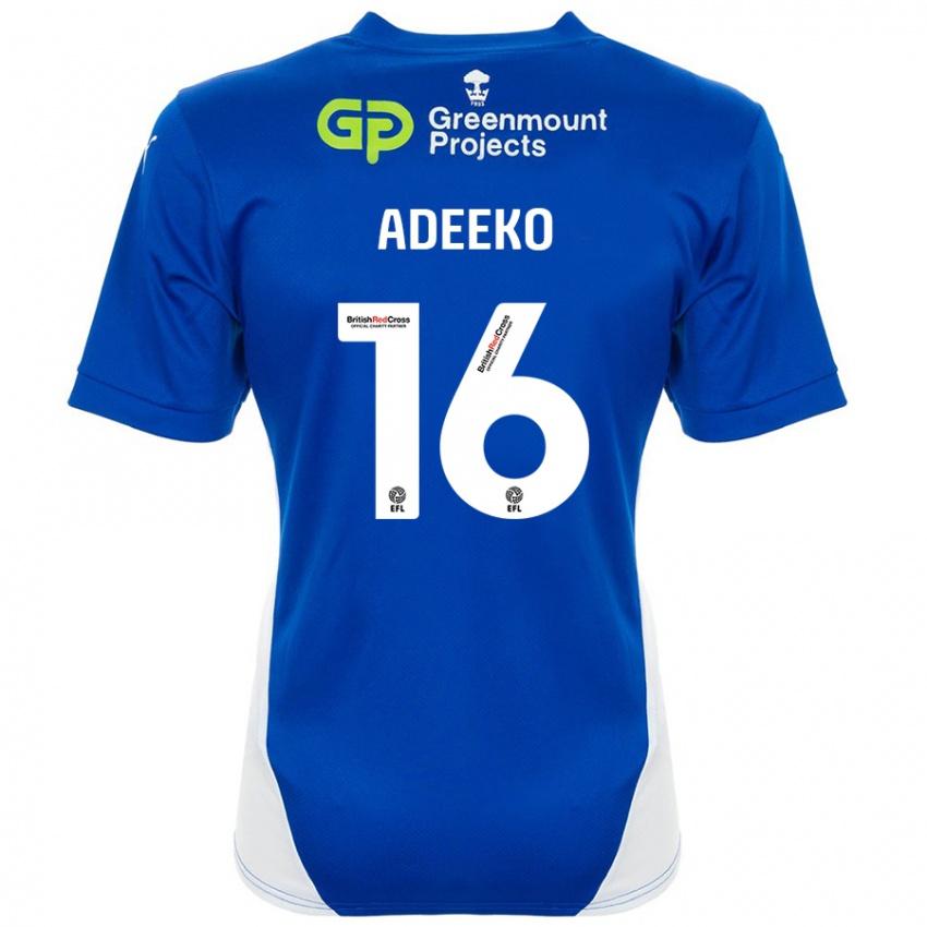 Gyermek Baba Adeeko #16 Kék Fehér Hazai Jersey 2024/25 Mez Póló Ing