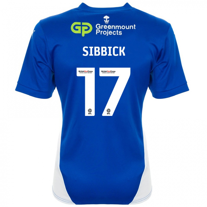 Gyermek Toby Sibbick #17 Kék Fehér Hazai Jersey 2024/25 Mez Póló Ing