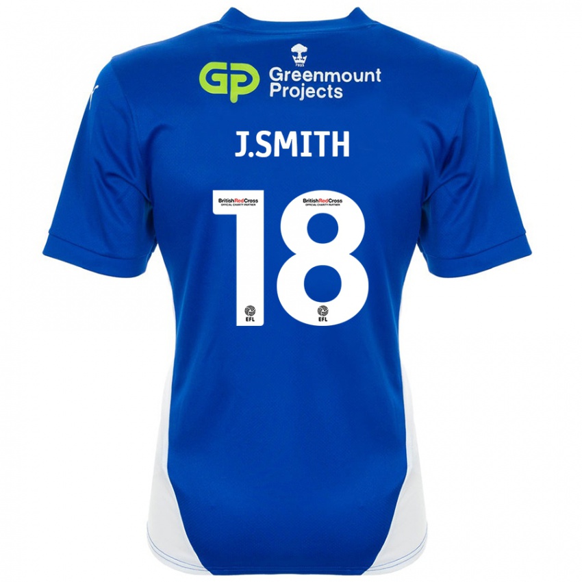 Gyermek Jonny Smith #18 Kék Fehér Hazai Jersey 2024/25 Mez Póló Ing