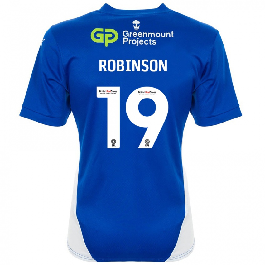 Gyermek Luke Robinson #19 Kék Fehér Hazai Jersey 2024/25 Mez Póló Ing