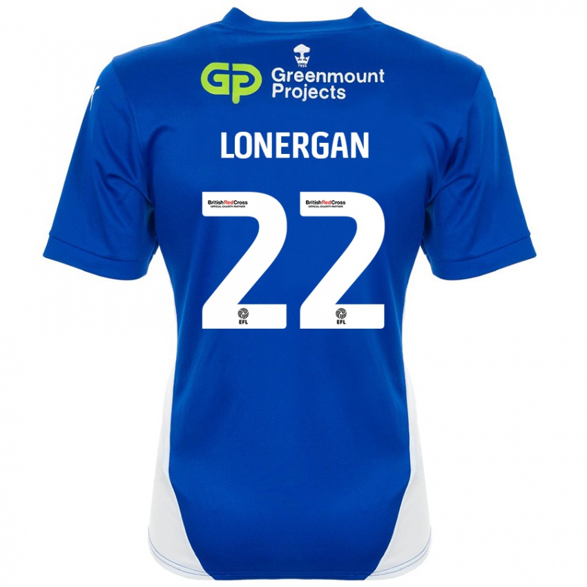 Gyermek Andy Lonergan #22 Kék Fehér Hazai Jersey 2024/25 Mez Póló Ing