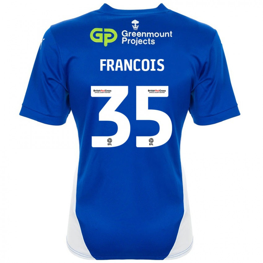 Gyermek Tyrese Francois #35 Kék Fehér Hazai Jersey 2024/25 Mez Póló Ing