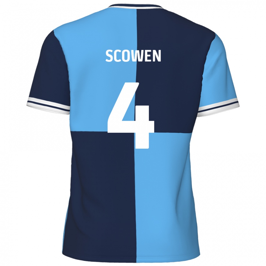 Gyermek Josh Scowen #4 Égszínkék Sötétkék Hazai Jersey 2024/25 Mez Póló Ing